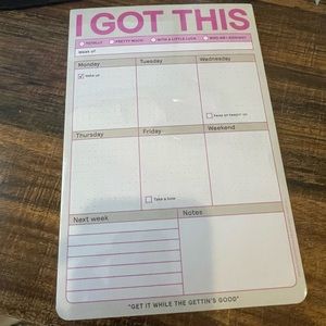 Notepad with weekly calendar and notes